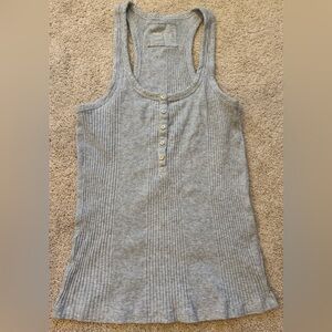 Aerie Heather Gray Ribbed Henley Tank Top